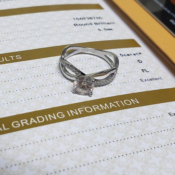 1 Carat Moissanite Fancy Ring with 925 Sterling Silver Band, D-FL - Picture 5 of 10